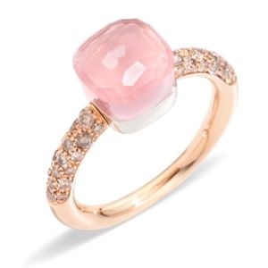 Pomellato Nudo Petit Rose Quartz Ring with Diamonds